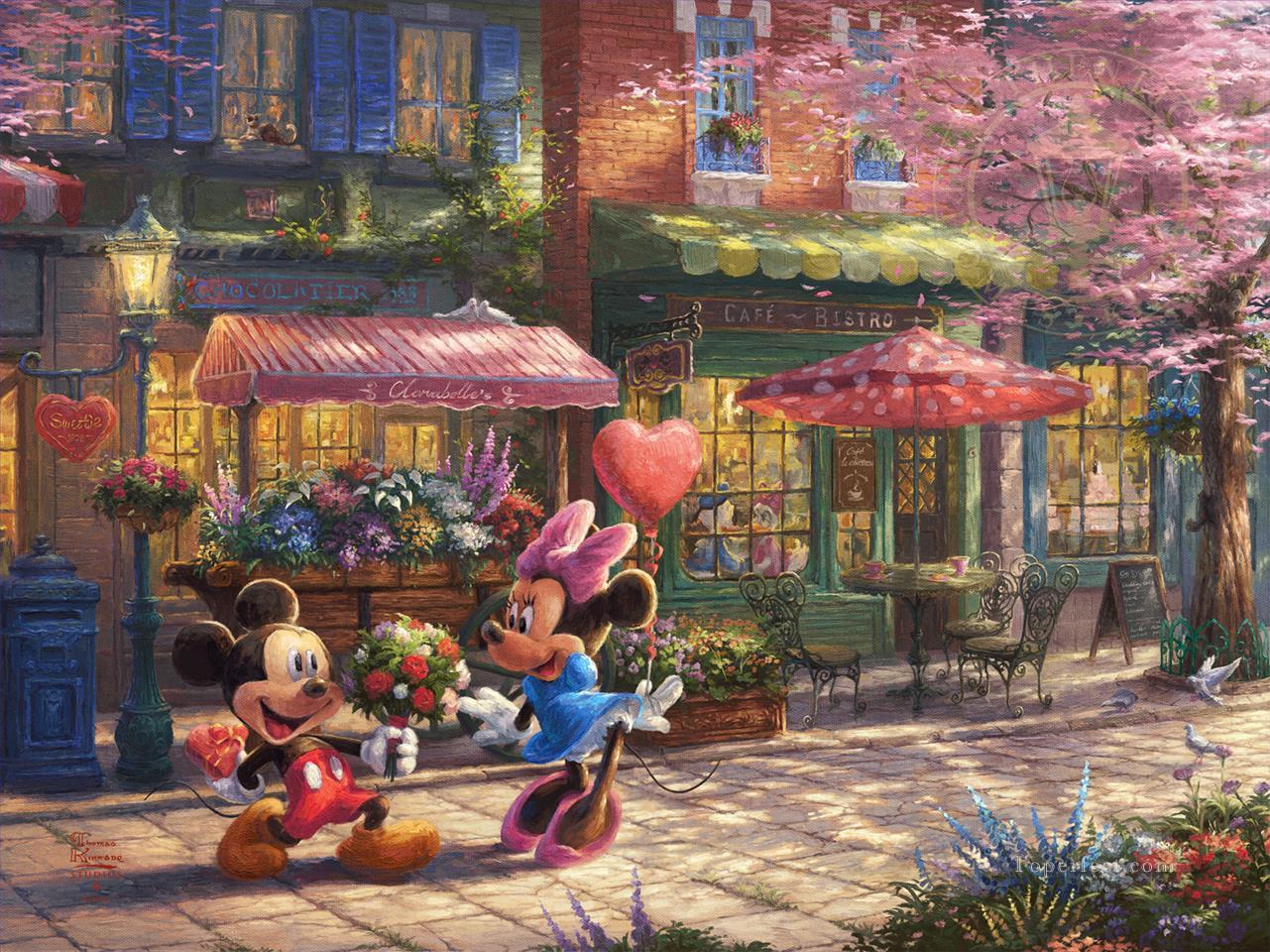 Mickey and Minnie Sweetheart Cafe TK Disney Oil Paintings